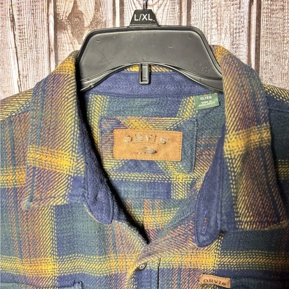 Orvis Plaid Shirt Jacket in Yellow and Blue - Picture 8 of 14